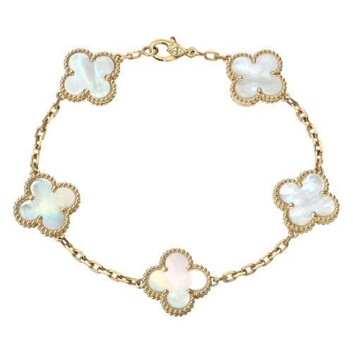 Van Cleef & Arpels Vintage Alhambra Bracelet 5 Motifs Mother of Pearl