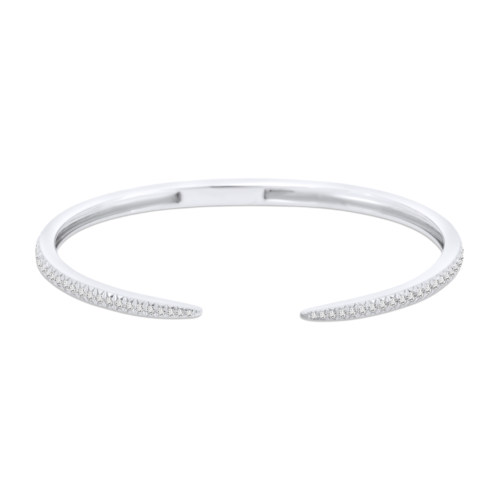 Diamond Cuff Bangle Bracelet 18K White Gold 0.80 CT
