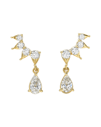 Pear Diamond Drop Earrings 18k Yellow Gold
